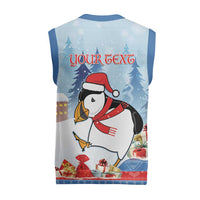 Personalised Puffin Iceland Christmas Knitted V-Neck Vest Merry Xmas Winter Vibes - Wonder Print Shop