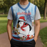 Personalised Puffin Iceland Christmas Knitted V-Neck Vest Merry Xmas Winter Vibes - Wonder Print Shop