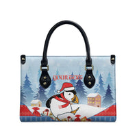 Personalised Puffin Iceland Christmas Leather Bag Merry Xmas Winter Vibes - Wonder Print Shop