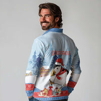 Personalised Puffin Iceland Christmas Long Sleeve Polo Shirt Merry Xmas Winter Vibes - Wonder Print Shop