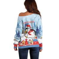 Personalised Puffin Iceland Christmas Off Shoulder Sweater Merry Xmas Winter Vibes - Wonder Print Shop