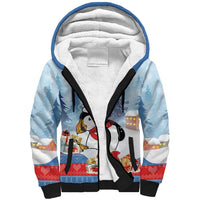 Personalised Puffin Iceland Christmas Sherpa Hoodie Merry Xmas Winter Vibes - Wonder Print Shop