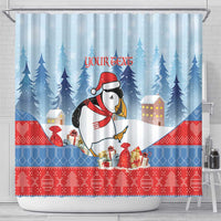 Personalised Puffin Iceland Christmas Shower Curtain Merry Xmas Winter Vibes - Wonder Print Shop