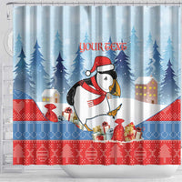 Personalised Puffin Iceland Christmas Shower Curtain Merry Xmas Winter Vibes - Wonder Print Shop