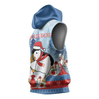 Personalised Puffin Iceland Christmas Sleeveless Hoodie Merry Xmas Winter Vibes - Wonder Print Shop