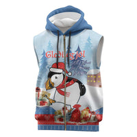 Personalised Puffin Iceland Christmas Sleeveless Zip Hoodie Merry Xmas Winter Vibes - Wonder Print Shop