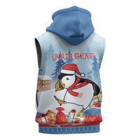 Personalised Puffin Iceland Christmas Sleeveless Zip Hoodie Merry Xmas Winter Vibes - Wonder Print Shop