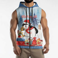 Personalised Puffin Iceland Christmas Sleeveless Zip Hoodie Merry Xmas Winter Vibes - Wonder Print Shop
