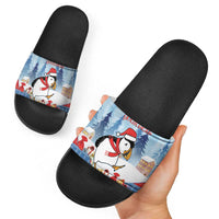 Personalised Puffin Iceland Christmas Slide Sandals Merry Xmas Winter Vibes - Wonder Print Shop