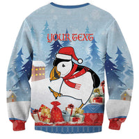 Personalised Puffin Iceland Christmas Sweatshirt Merry Xmas Winter Vibes - Wonder Print Shop