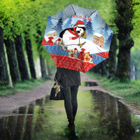 Personalised Puffin Iceland Christmas Umbrella Merry Xmas Winter Vibes - Wonder Print Shop