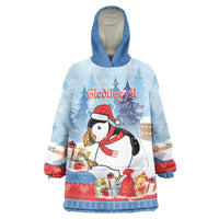 Personalised Puffin Iceland Christmas Wearable Blanket Hoodie Merry Xmas Winter Vibes - Wonder Print Shop