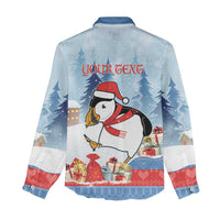 Personalised Puffin Iceland Christmas Women Casual Shirt Merry Xmas Winter Vibes - Wonder Print Shop