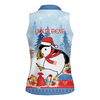 Personalised Puffin Iceland Christmas Women Sleeveless Polo Shirt Merry Xmas Winter Vibes - Wonder Print Shop