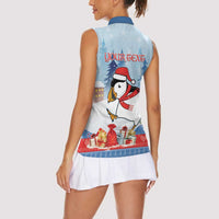 Personalised Puffin Iceland Christmas Women Sleeveless Polo Shirt Merry Xmas Winter Vibes - Wonder Print Shop