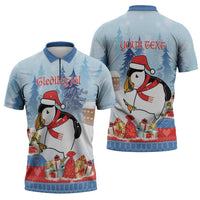 Personalised Puffin Iceland Christmas Zipper Polo Shirt Merry Xmas Winter Vibes - Wonder Print Shop