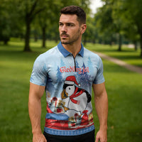 Personalised Puffin Iceland Christmas Zipper Polo Shirt Merry Xmas Winter Vibes - Wonder Print Shop