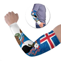 Personalised Iceland Christmas Arm Sleeves Puffin Santa Winter Flag Style - Wonder Print Shop