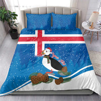 Personalised Iceland Christmas Bedding Set Puffin Santa Winter Flag Style - Wonder Print Shop