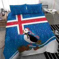 Personalised Iceland Christmas Bedding Set Puffin Santa Winter Flag Style - Wonder Print Shop