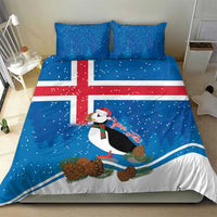 Personalised Iceland Christmas Bedding Set Puffin Santa Winter Flag Style - Wonder Print Shop
