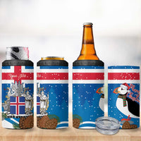Personalised Iceland Christmas 4 in 1 Can Cooler Tumbler Puffin Santa Winter Flag Style - Wonder Print Shop