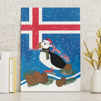 Personalised Iceland Christmas Canvas Wall Art Puffin Santa Winter Flag Style - Wonder Print Shop