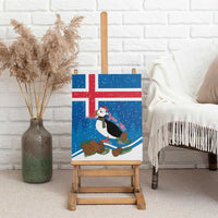 Personalised Iceland Christmas Canvas Wall Art Puffin Santa Winter Flag Style - Wonder Print Shop