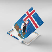 Personalised Iceland Christmas Canvas Wall Art Puffin Santa Winter Flag Style - Wonder Print Shop
