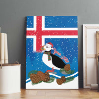 Personalised Iceland Christmas Canvas Wall Art Puffin Santa Winter Flag Style - Wonder Print Shop