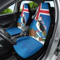 Personalised Iceland Christmas Car Seat Cover Puffin Santa Winter Flag Style - Wonder Print Shop