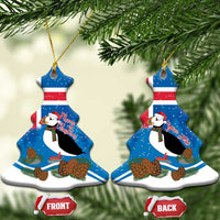 Personalised Iceland Christmas Ceramic Ornament Puffin Santa Winter Flag Style - Wonder Print Shop