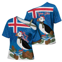 Personalised Iceland Christmas Cross Shoulder Shirt Puffin Santa Winter Flag Style - Wonder Print Shop