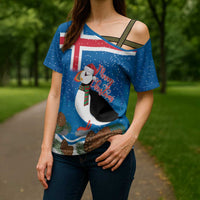 Personalised Iceland Christmas Cross Shoulder Shirt Puffin Santa Winter Flag Style - Wonder Print Shop