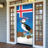 Personalised Iceland Christmas Door Cover Puffin Santa Winter Flag Style - Wonder Print Shop