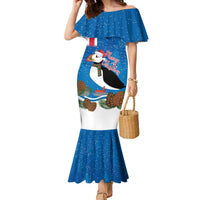 Personalised Iceland Christmas Family Matching Mermaid Dress and Hawaiian Shirt Puffin Santa Winter Flag Style - Wonder Print Shop