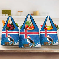Personalised Iceland Christmas Grocery Bag Puffin Santa Winter Flag Style - Wonder Print Shop