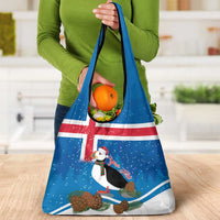Personalised Iceland Christmas Grocery Bag Puffin Santa Winter Flag Style - Wonder Print Shop