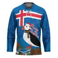 Personalised Iceland Christmas Hockey Jersey Puffin Santa Winter Flag Style - Wonder Print Shop