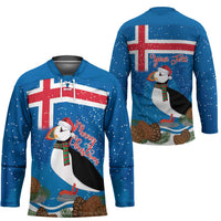 Personalised Iceland Christmas Hockey Jersey Puffin Santa Winter Flag Style - Wonder Print Shop