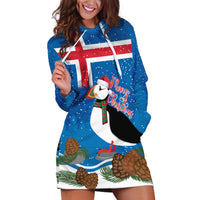 Personalised Iceland Christmas Hoodie Dress Puffin Santa Winter Flag Style - Wonder Print Shop