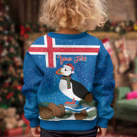 Personalised Iceland Christmas Kid Ugly Christmas Sweater Puffin Santa Winter Flag Style - Wonder Print Shop
