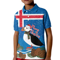 Personalised Iceland Christmas Kid Polo Shirt Puffin Santa Winter Flag Style - Wonder Print Shop