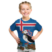 Personalised Iceland Christmas Kid T Shirt Puffin Santa Winter Flag Style - Wonder Print Shop