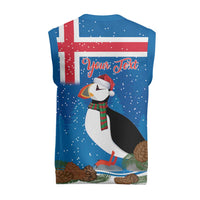 Personalised Iceland Christmas Knitted V-Neck Vest Puffin Santa Winter Flag Style - Wonder Print Shop