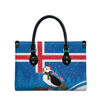 Personalised Iceland Christmas Leather Bag Puffin Santa Winter Flag Style - Wonder Print Shop
