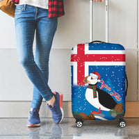 Personalised Iceland Christmas Luggage Cover Puffin Santa Winter Flag Style - Wonder Print Shop