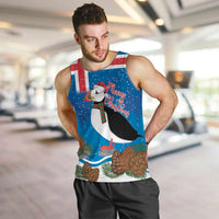 Personalised Iceland Christmas Men Tank Top Puffin Santa Winter Flag Style - Wonder Print Shop