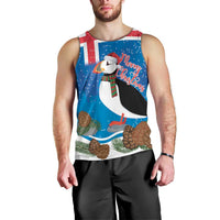 Personalised Iceland Christmas Men Tank Top Puffin Santa Winter Flag Style - Wonder Print Shop