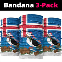 Personalised Iceland Christmas Neck Gaiter Puffin Santa Winter Flag Style - Wonder Print Shop